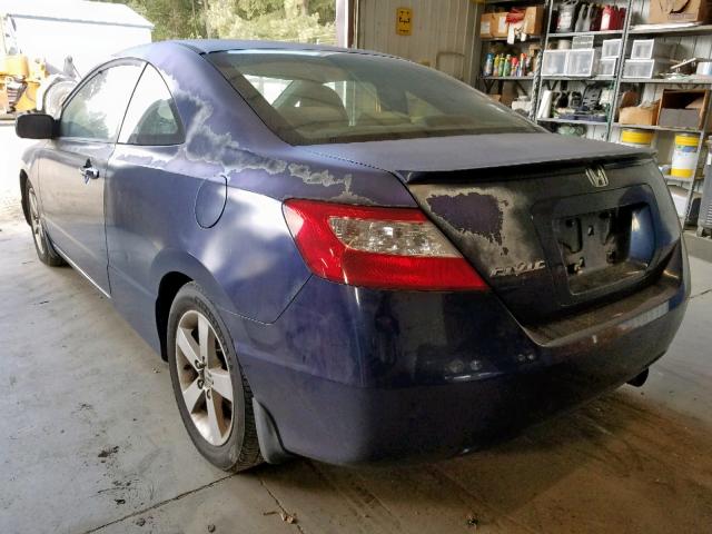 2HGFG12807H555942 - 2007 HONDA CIVIC EX BLUE photo 3