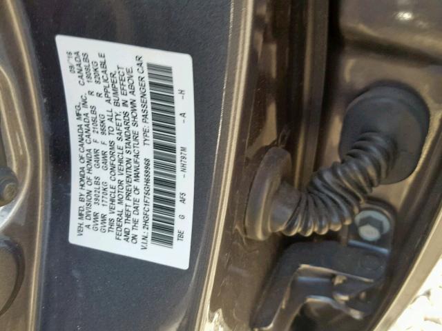 2HGFC1F75GH659968 - 2016 HONDA CIVIC EXL Grafit foto 10