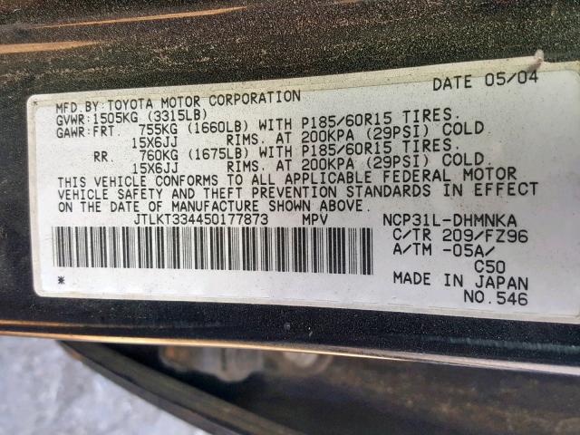 JTLKT334450177873 - 2005 TOYOTA SCION XB 黑色 照片 10