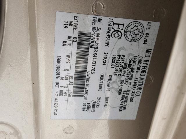 5LMFU28RX4LJ31785 - 2004 LINCOLN NAVIGATOR Алтын фото 10