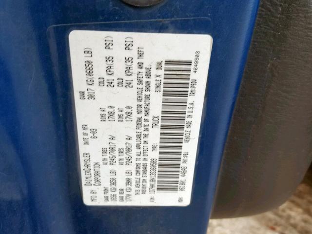 1D7HA18N13S360589 - 2003 DODGE RAM 1500 S BLUE photo 10