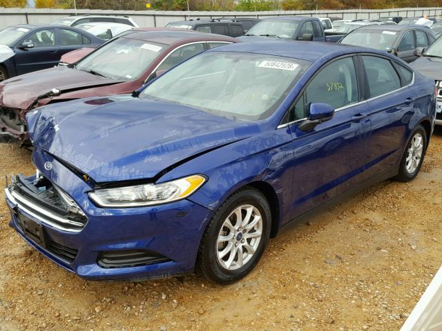 3FA6P0G72FR160288 - 2015 FORD FUSION S BLUE photo 2