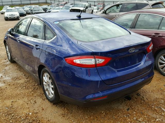 3FA6P0G72FR160288 - 2015 FORD FUSION S BLUE photo 3