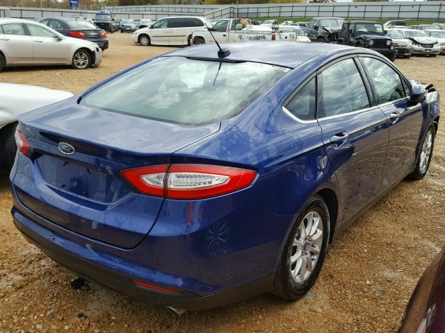 3FA6P0G72FR160288 - 2015 FORD FUSION S BLUE photo 4