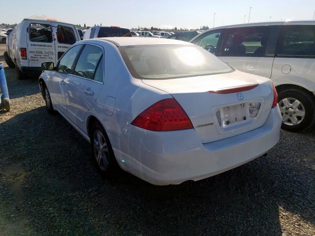 1HGCM56767A176396 - 2007 HONDA ACCORD EX WHITE photo 3