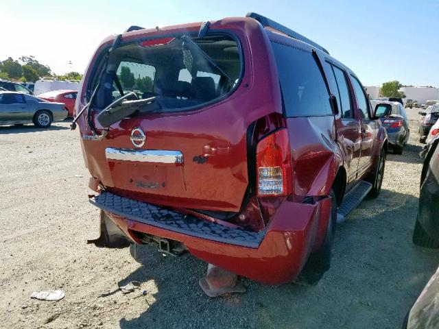 5N1AR1NB5CC607696 - 2012 NISSAN PATHFINDER RED photo 4