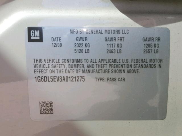 1G6DL5EV8A0121275 - 2010 CADILLAC CTS PERFOR CREAM photo 10