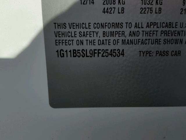 1G11B5SL9FF254534 - 2015 CHEVROLET MALIBU LS 白色 照片 10