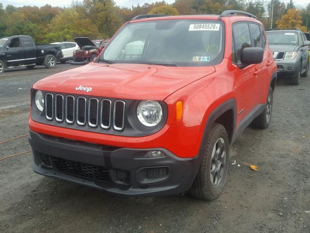 ZACCJBAT5GPE10828 - 2016 JEEP RENEGADE S RED photo 2