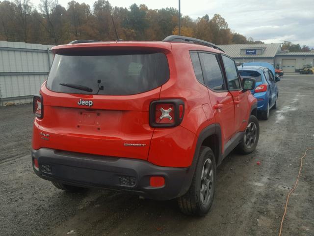 ZACCJBAT5GPE10828 - 2016 JEEP RENEGADE S წითელი ფოტო 4