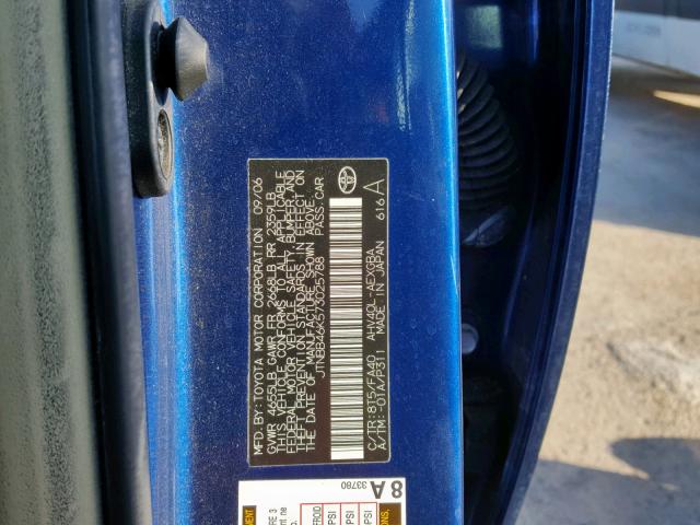 JTNBB46K573025788 - 2007 TOYOTA CAMRY HYBR BLUE photo 10