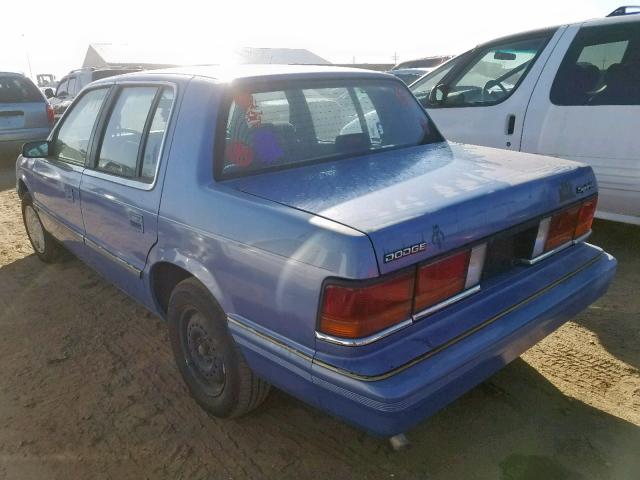 1B3XA46KXNF255305 - 1992 DODGE SPIRIT BLUE photo 3