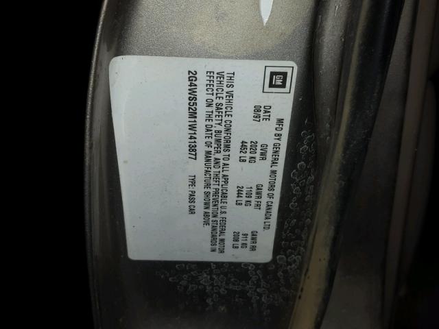 2G4WS52M1W1413877 - 1998 BUICK CENTURY CU TAN photo 10