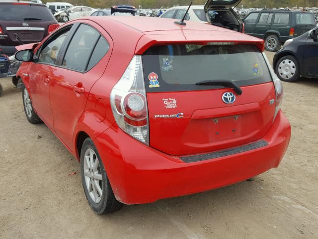 JTDKDTB33C1027004 - 2012 TOYOTA PRIUS C RED photo 3