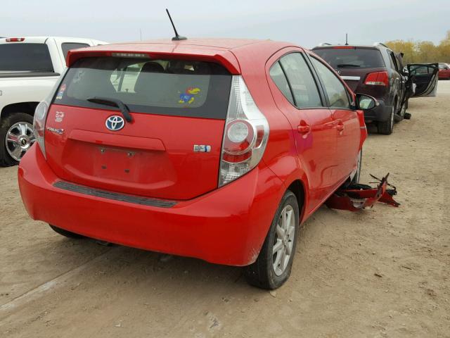 JTDKDTB33C1027004 - 2012 TOYOTA PRIUS C RED photo 4