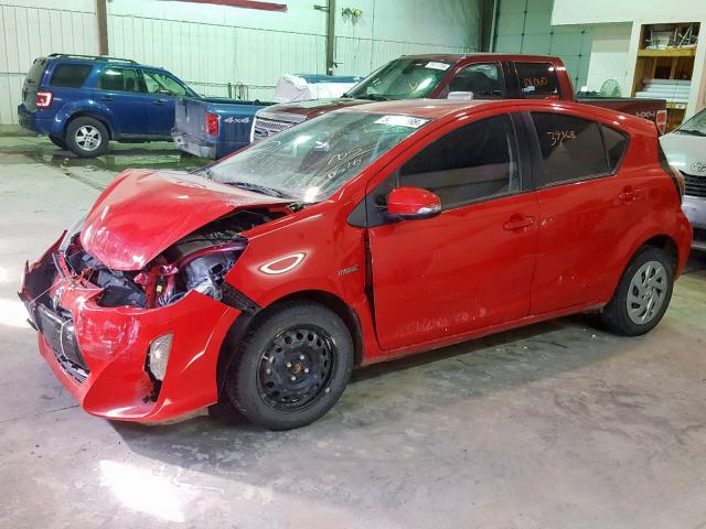 JTDKDTB35G1590576 - 2016 TOYOTA PRIUS C RED photo 2