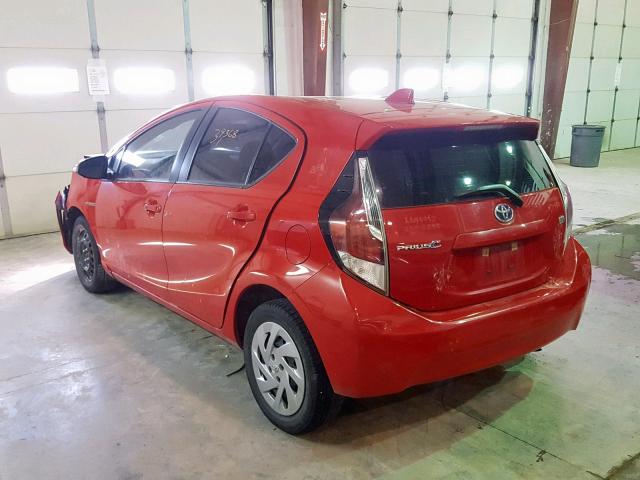 JTDKDTB35G1590576 - 2016 TOYOTA PRIUS C RED photo 3