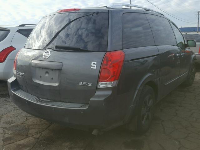 5N1BV28U37N112376 - 2007 NISSAN QUEST S GRAY photo 4