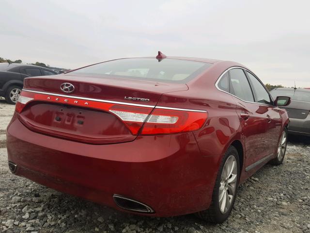 KMHFH4JG2EA369686 - 2014 HYUNDAI AZERA GLS RED photo 4