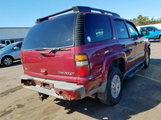 1GNEK13T34R108018 - 2004 CHEVROLET TAHOE K150 RED photo 4