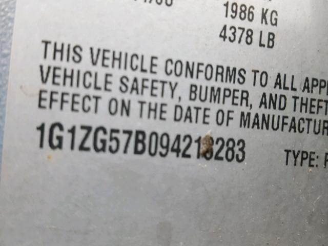 1G1ZG57B094218283 - 2009 CHEVROLET MALIBU LS 蓝色 照片 10