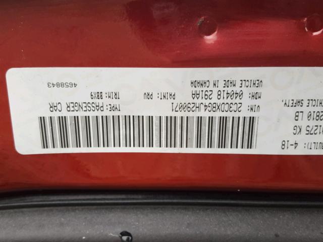 2C3CDXBG4JH290071 - 2018 DODGE CHARGER SX RED photo 10