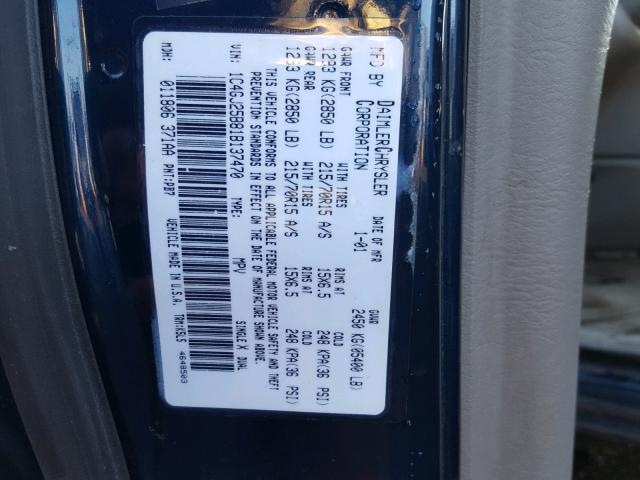 1C4GJ25B81B137470 - 2001 CHRYSLER VOYAGER BLUE photo 10