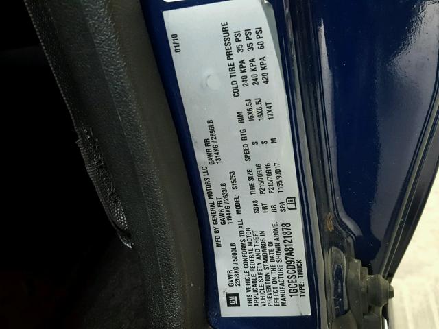 1GCESCD97A8121878 - 2010 CHEVROLET COLORADO L BLUE photo 10