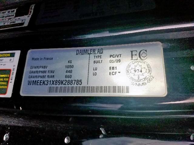 WMEEK31X89K288785 - 2009 SMART FORTWO PAS 红色 照片 9