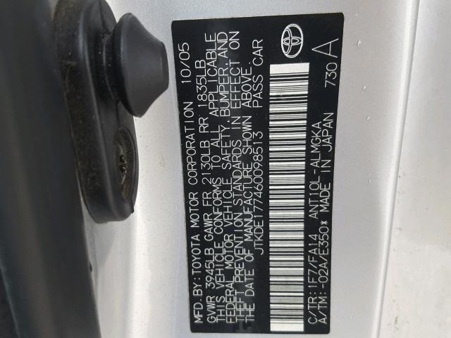 JTKDE177460098513 - 2006 TOYOTA SCION TC Gümüş foto 10