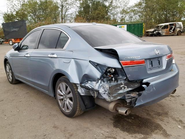 1HGCP3F86BA016404 - 2011 HONDA ACCORD EXL BLUE photo 3