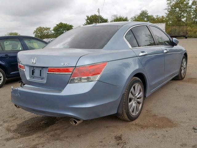 1HGCP3F86BA016404 - 2011 HONDA ACCORD EXL BLUE photo 4