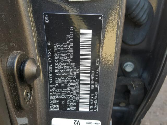 4T3BK11A59U007969 - 2009 TOYOTA VENZA BASE GRAY photo 10