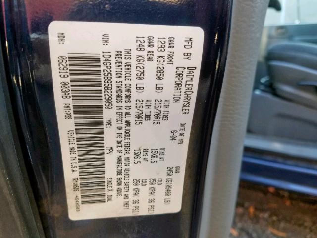 1D4GP25B95B229050 - 2005 DODGE CARAVAN SE BLUE photo 10