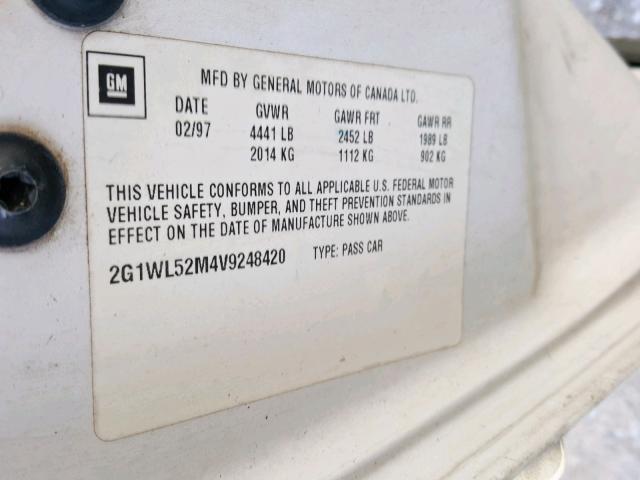 2G1WL52M4V9248420 - 1997 CHEVROLET LUMINA BAS 白色 照片 10