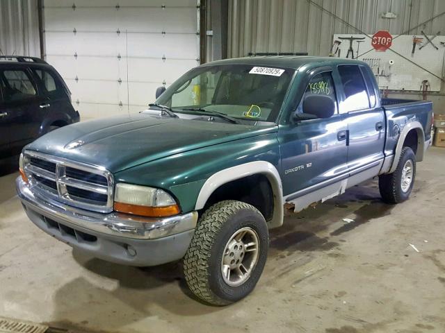 1B7GG2AN2YS608702 - 2000 DODGE DAKOTA QUA GREEN photo 2