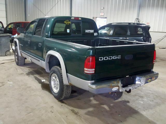 1B7GG2AN2YS608702 - 2000 DODGE DAKOTA QUA GREEN photo 3