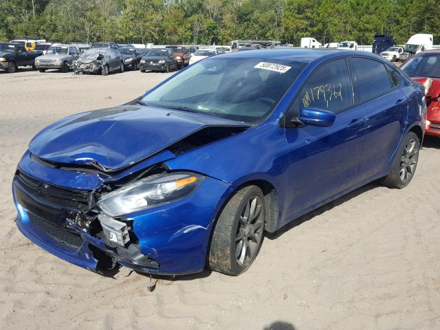 1C3CDFBA3DD295267 - 2013 DODGE DART SXT BLUE photo 2