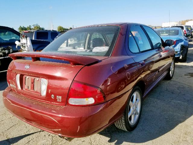 3N1BB51D31L119511 - 2001 NISSAN SENTRA SE RED photo 4