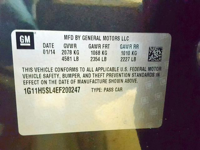 1G11H5SL4EF200247 - 2014 CHEVROLET MALIBU LTZ ნაცრისფერი ფოტო 10