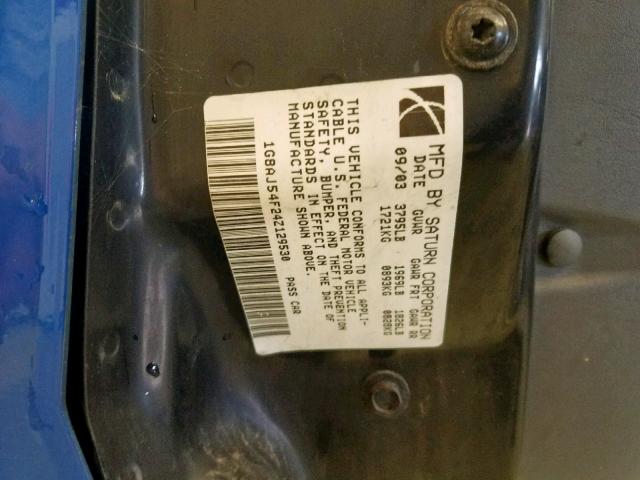 1G8AJ54F24Z129530 - 2004 SATURN ION LEVEL BLUE photo 10