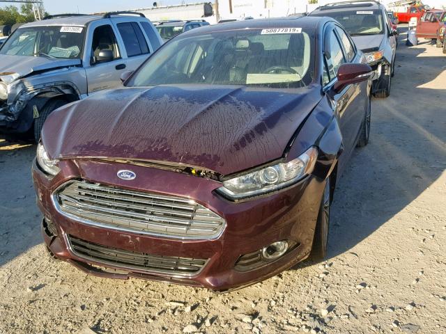 3FA6P0K96DR229859 - 2013 FORD FUSION TIT MAROON photo 2