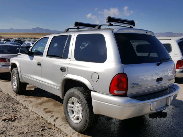 1B4HS48N62F216906 - 2002 DODGE DURANGO SL SILVER photo 3