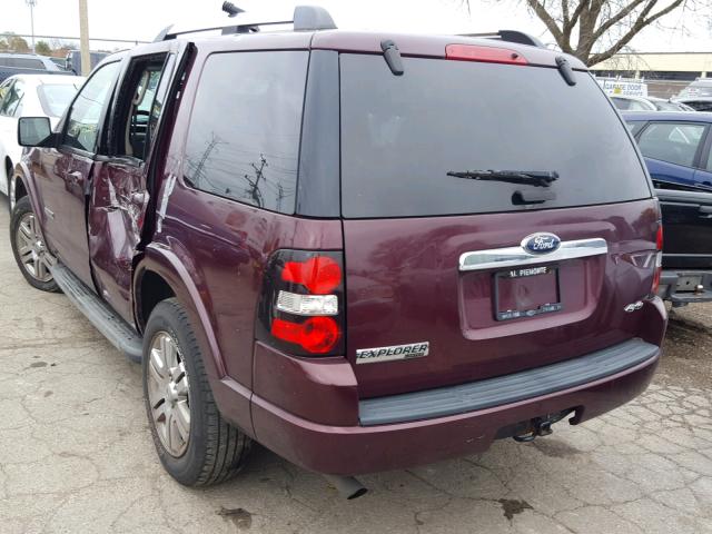 1FMEU75E48UA74609 - 2008 FORD EXPLORER L BURGUNDY photo 3