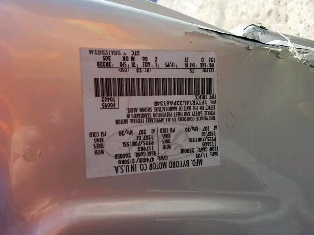 1FTYR14U33PA61348 - 2003 FORD RANGER SUP SILVER photo 10