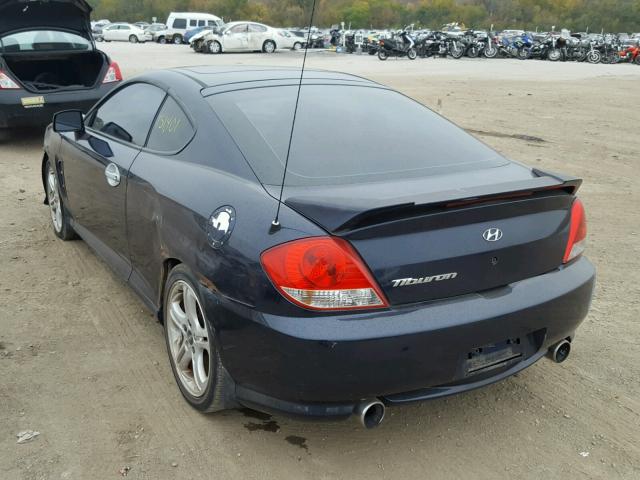 KMHHM65D36U189195 - 2006 HYUNDAI TIBURON GS BLUE photo 3