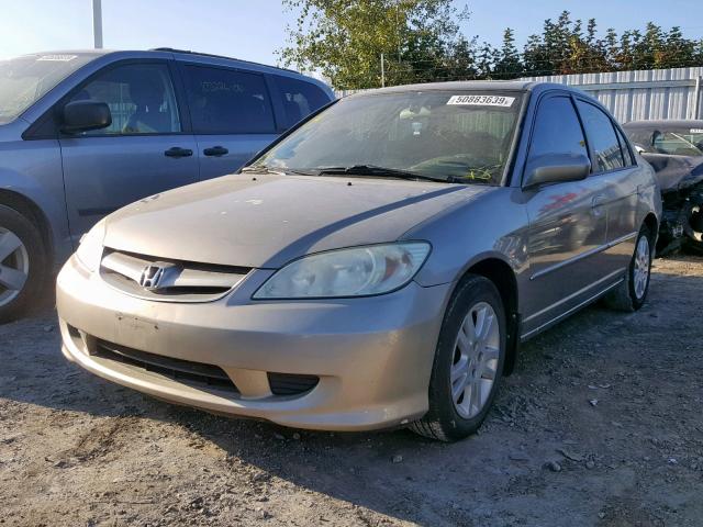 2HGES16675H010689 - 2005 HONDA CIVIC LX BEIGE photo 2