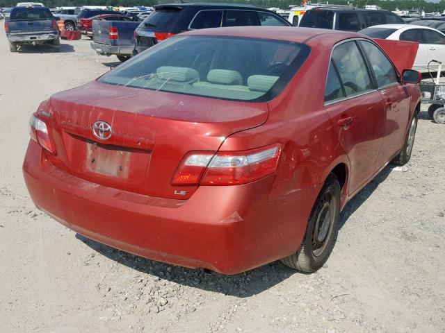 4T1BE46K27U057714 - 2007 TOYOTA CAMRY CE RED photo 4