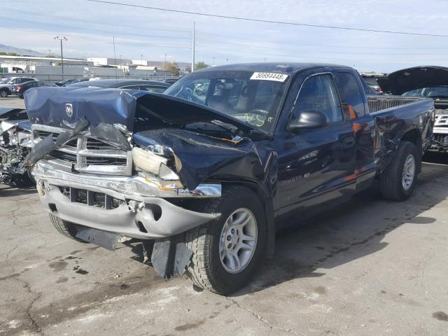 1B7GL22X91S112913 - 2001 DODGE DAKOTA BLUE photo 2