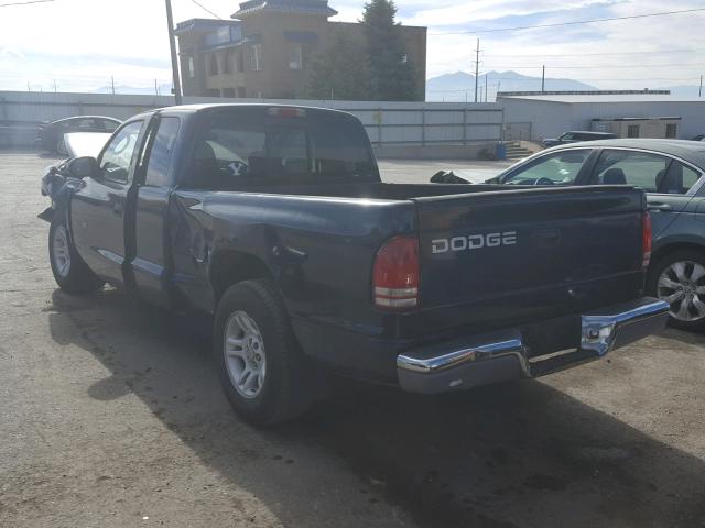 1B7GL22X91S112913 - 2001 DODGE DAKOTA BLUE photo 3